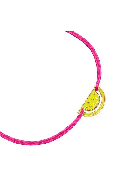 Glanzstücke München Textilarmband Armband Sterling Silber Gelbgold Textil (PINK) Emaille Gelb