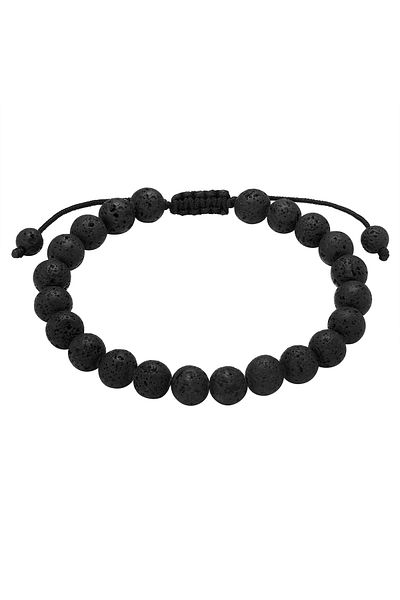 True Rebels Edelsteinarmband Armband Lavastein schwarz
