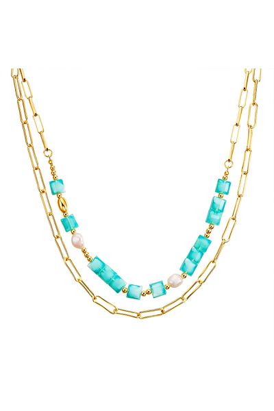 Lulu & Jane Modeschmuckhalskette Kette gelbgold Kristall
