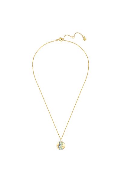 Glanzstücke München Silberhalskette Kette mit Anhänger Sterling Silber gelbgold Opal weiß Emaille blau