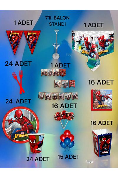 VibeHome 24 Person Spiderman Themed 2XL Package - Birthday Party and Fun Events