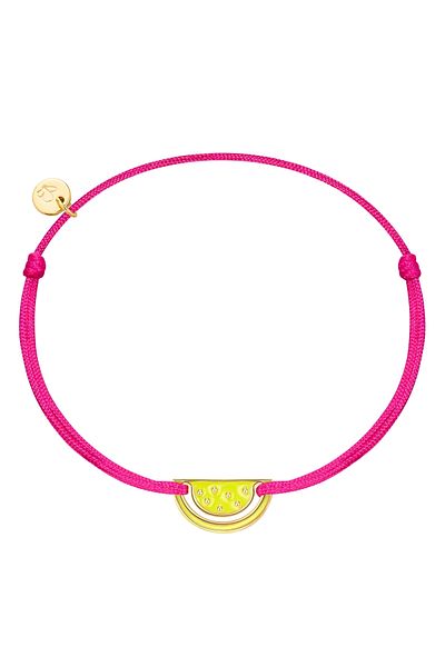 Glanzstücke München Textilarmband Armband Sterling Silber Gelbgold Textil (PINK) Emaille Gelb