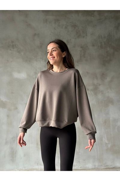 Kokosh moda Hanorac oversize gri Osy Modal Soft Crew Deck