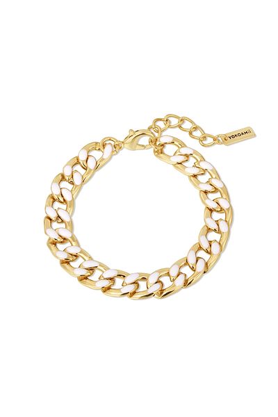 YOKOAMİİ Modeschmuckarmband Armband gelbgold Emaille weiß