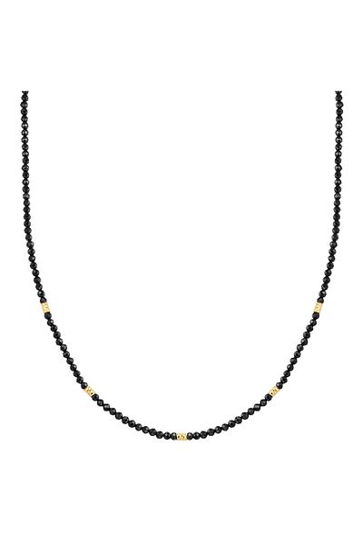 Glanzstücke München Edelsteinhalskette Kette Sterling Silber gelbgold Spinell schwarz