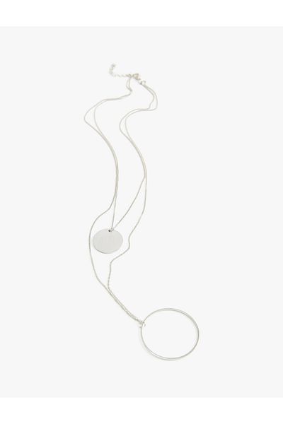 Koton Layered Chain Necklace with Plate Charm Detail