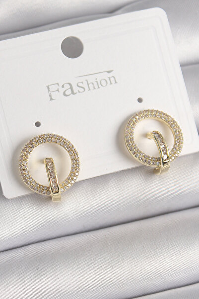 Epilons Brass Gold Color Zircon Stone Hoop Model Women's Earrings - Tj-Bkp992...