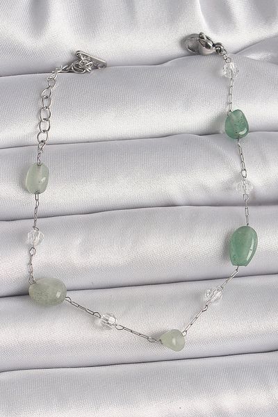 Skygo 316L Steel Silver Color Chain Green Natural Stone Women's Bracelet - Tj-Bb6594