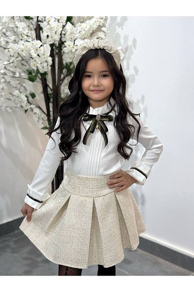 By Feyza Kids Collection Girl's Holiday & Special Occasion Combined Skirt & Shirt & Crown 3 Pieces Combined