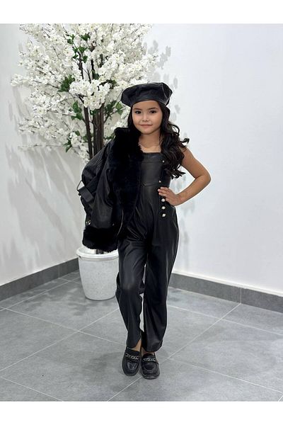 By Feyza Kids Collection Set de salopete din piele 4 piese pentru fete