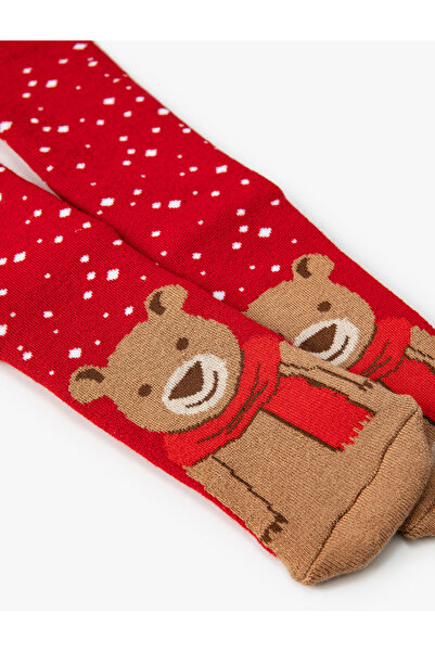 Koton New Year's Patterned Towel Socks