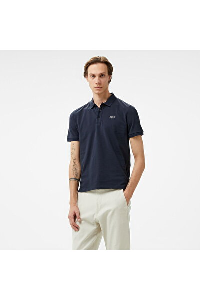 HUGO Erkek Polo Yaka Regular Fit Pamuklu Kısa Kollu Lacivert Polo Yaka T-Shir...