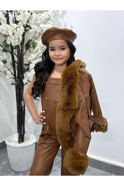 By Feyza Kids Collection Комплект от 4 кожени гащеризона за момиче