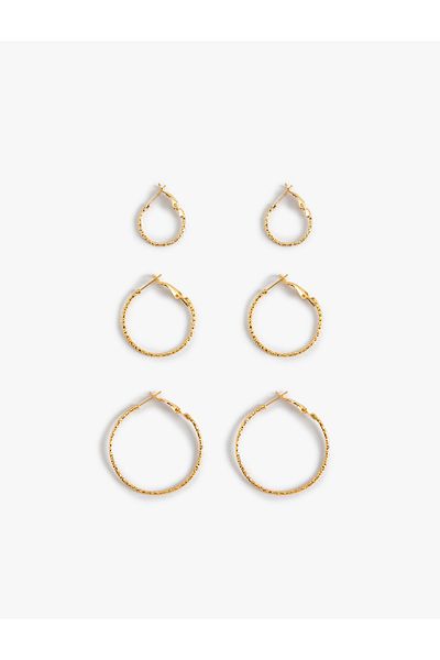 Koton Hoop Earrings Set of 3 Fine Textured