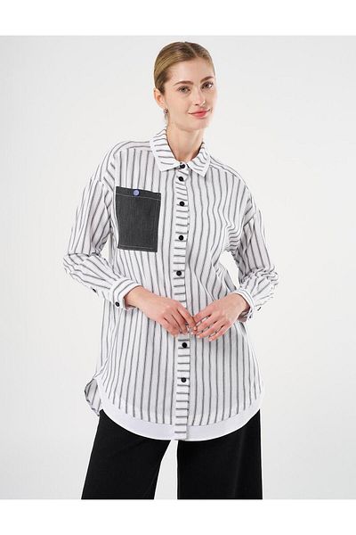 KYR Black Striped Denim Tunic
