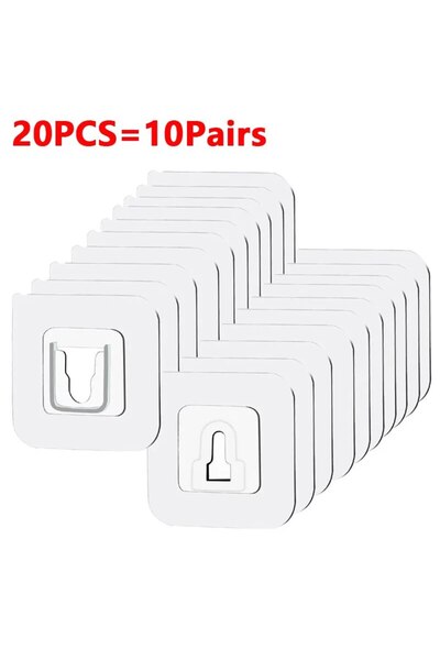 Choice 10 Pairs Multi-Purpose Transparent Hooks Double-sided Adhesive Wall Ho...