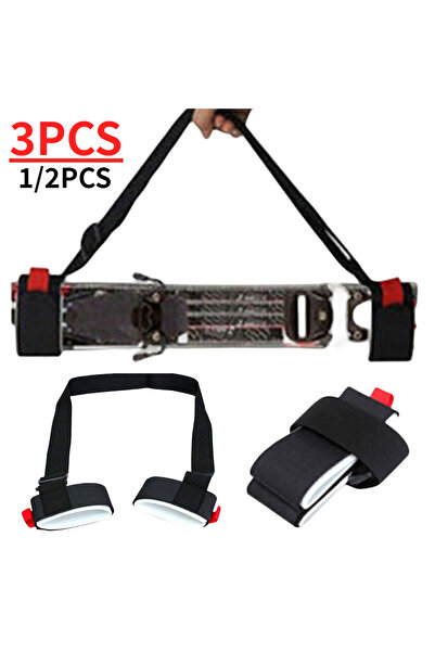 Alloet حزامان لحمل عصي التزلج، قابلان للتعديل، لحمل عصا التزلج على الكتف واليد، مع مقابض تثبيت، لحمل ألواح التزلج على الجليد.