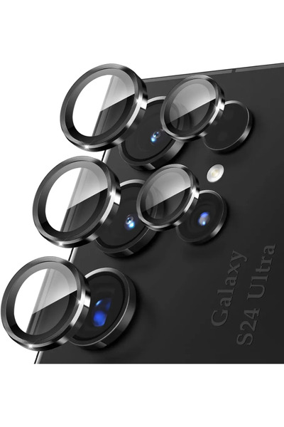 Choice واقي شاشة معدني أسود فردي لعدسة الكاميرا لهاتف Galaxy S24 Ultra، متواف...