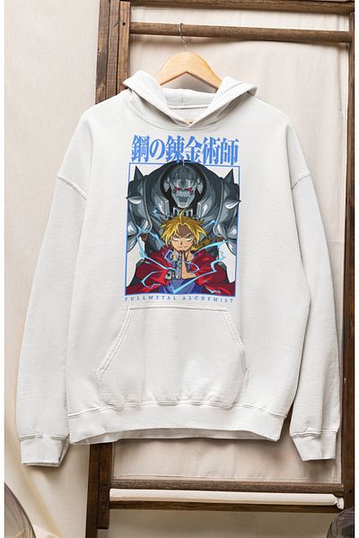Fuddy Moda Φούτερ με κουκούλα Unisex Edward Elric με στάμπα, φούτερ με κουκούλα με θέμα Anime Fullmetal Alchemist