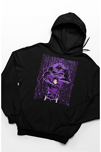 Fuddy Moda Unisex JJK Yuta Štampano Sa kapuljačom dukserica, Oversize kroj Ju...