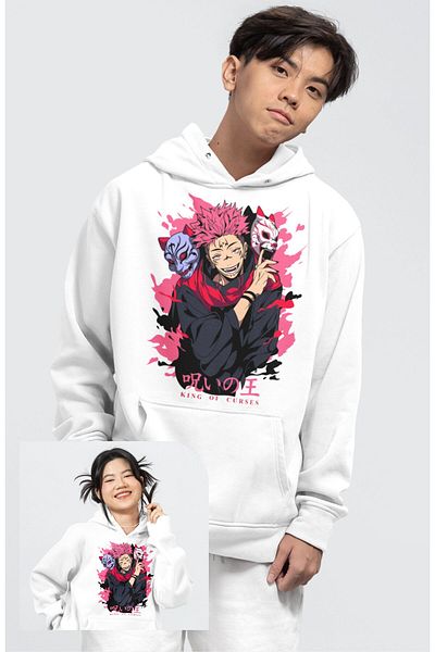 Fuddy Moda Φούτερ με κουκούλα Jujutsu Kaisen Sukuna με μοτίβο Unisex