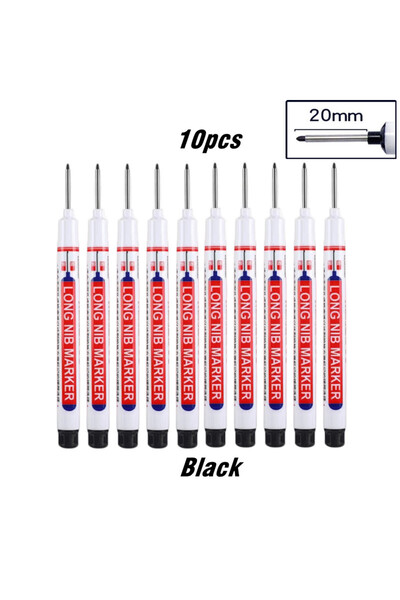Choice 10pcs black 10Pcs/Set 20mm Deep Hole Long Nib Head Marker For Metal Perforating Pen Waterproof Bathr