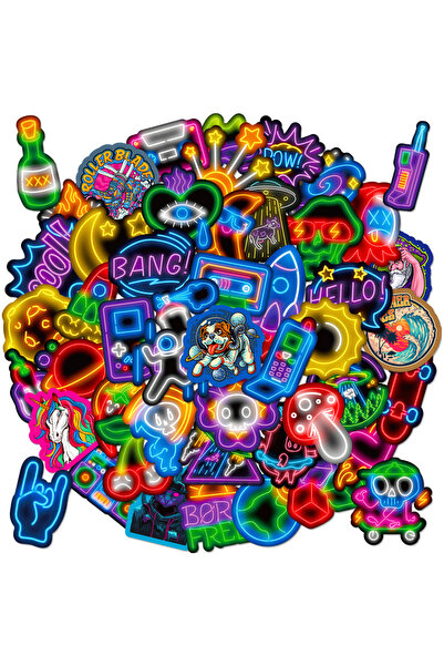 Choice نيون 50 قطعة 50 قطعة ملصقات نيون رائعة لإضاءة الهاتف والكمبيوتر المحمو...