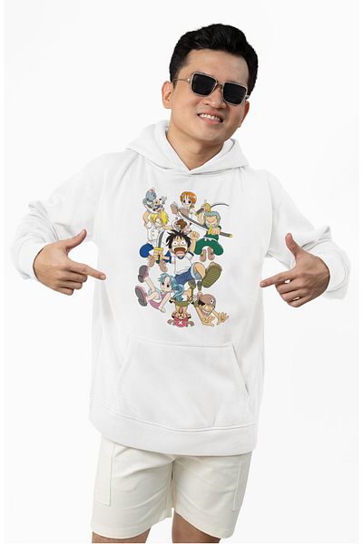 Fuddy Moda Hanorac oversize cu glugă unisex imprimat dintr-o bucată