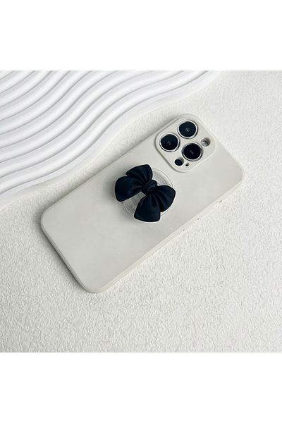 Choice Black Cute Colorful Bowknot Phone Grip Expandable Desktop Stand Macaron Resin Butterfly Knot Foldabl
