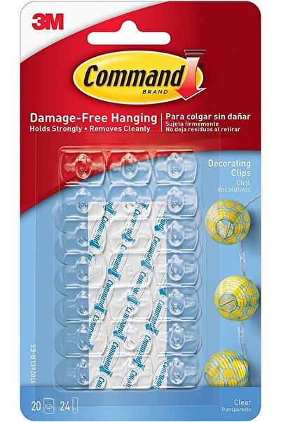 Choice 20 مشبكًا من خطافات 3M Command الشفافة، مشابك تزيين خالية من التلف، خطافات سلكية صغيرة شفافة
