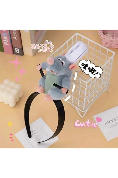 Hot Toys 1pcs Disney Ratatouille Hairband New Cartoon Plush Doll Headband French Wide-brimmed Hairpin Photo H