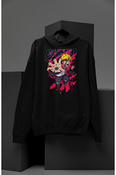 Fuddy Moda Unisex Boruto Štampano Sa kapuljačom dukserica, Oversize kroj Naru...