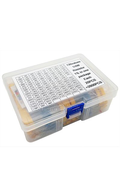 Choice 1-4w 130valuesx20pcs 2600pcs/lot 130 Values 1/4w 0.25w 1% Metal Film Resistors Assorted Pack Kit Set