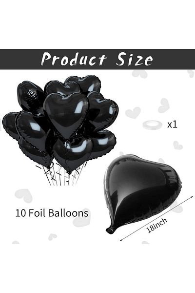Choice 18inch Black 10pcs 18 Inch Black Love Aluminum Film Balloon Decoration For Valentine's Day Wedding A