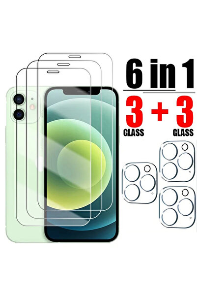 Choice14 واقي شاشة وكاميرا زجاجي مقوى 6 في 1 لهواتف آيفون 13، متوافق مع هواتف...
