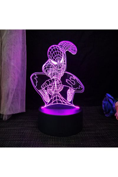 Hot Toys BROWN 16 color with remote Spiderman 3D Acrylic Night Light USB Stereo LED Desk Lamp Phantom Light S