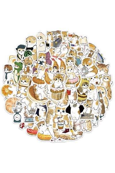 Choice Cat-64pcs Cute Cat Stickers | 64 Pcs | Vinyl Waterproof Stickers For Laptop,guitar,motorcycle,bike,s