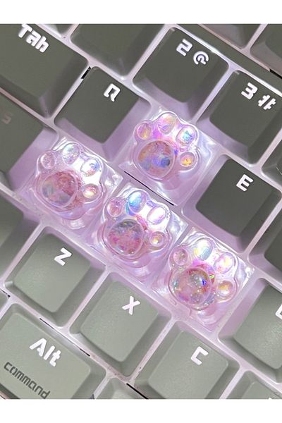 Choice Pink 4pcs New Hot Sale Translucent Cat Claw Keycap Cross Axis Mechanical Keyboard Keycap Decoration