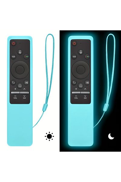 Choice حافظة سيليكون واقية مضيئة باللون الأزرق لجهاز التحكم عن بعد للتلفزيون الذكي من سامسونج سلسلة Bn59