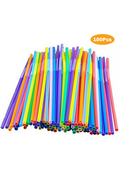 APWIKOGER 100pcs Full Color 100-1500pcs Colorful&black Flexible Plastic Drinking Straws Milk Tea Bar Party Wed
