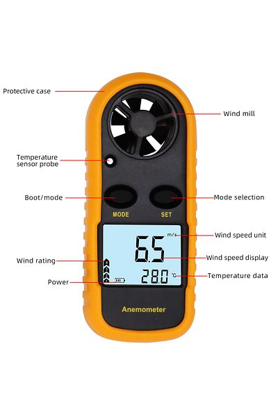 JUANJUAN 1pc Digital Anemometer 0-30m/s Wind Speed Meter Mini Air Velocity Airflow -10°c ~ 45°c Temperature T