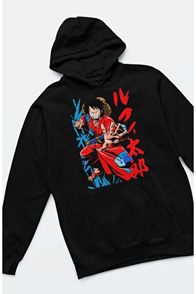 Fuddy Moda Unisex dukserica sa kapuljačom i printom Monkey D. Luffy, prevelik...