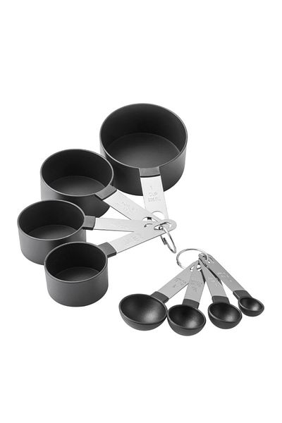 Choice 8pcs Black 4pcs/8pcs Plastic Measuring Cup Spoon Set Stainless Steel Handle Kitchen Baking Tools Acc
