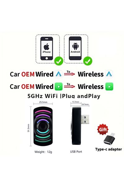 Choice Rgb-ec-22 Ekiy 2in1 Wireless Carplay Dongle Wireless Android Auto Adapter Ai Smart Box Car Intellige