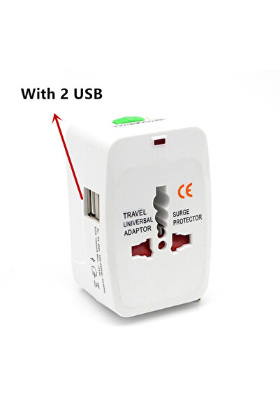 Choice With 2USB All in One Universal International Plug Adapter 2 USB Port 1 Type C World Travel AC Power