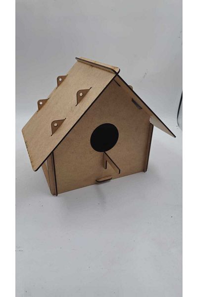 Mu Art Ahşap Wooden Paintable Bird House Nest 25 cm X 25 cm X 17 cm
