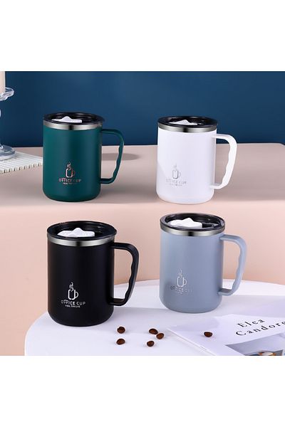 Choice 500ml Green 500ml/17oz 304 Stainless Steel Water Bottle Double Layers Coffee Mug Milk Cup With Plast