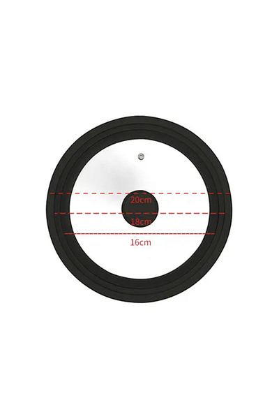 Choice Black 16-18-20cm Silicone Edge Multifunctional Overflow Prevention Lid Universal Tempered Glass Pot