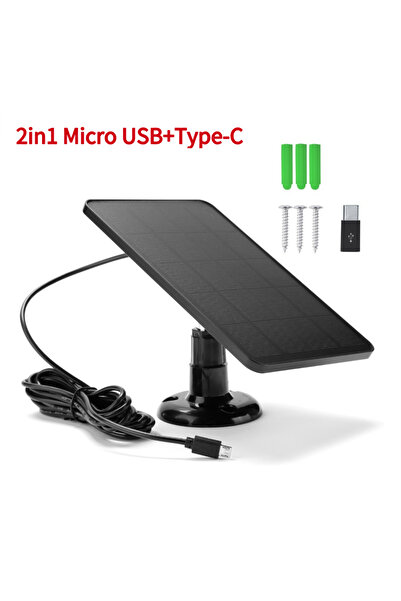 ALLOYSEED لوحة شمسية سوداء 2 في 1 10 وات 5 فولت 2 في 1 مايكرو يو إس بي + نوع ...