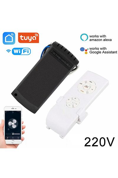 QIACHIP 220v Tuya Wifi Smart Ceiling Fan Light Remote Control Kit App Control Smart Home Adjusted Wind Speed